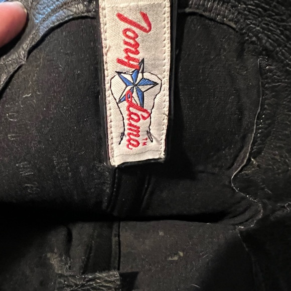 Tony Lama mens black leather boots - Picture 3 of 13